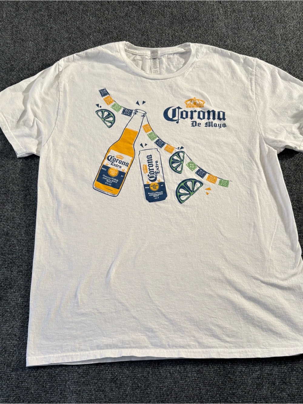 Corona Extra Men’s Large Corona De Mayo Beer Graphic T-Shirt White